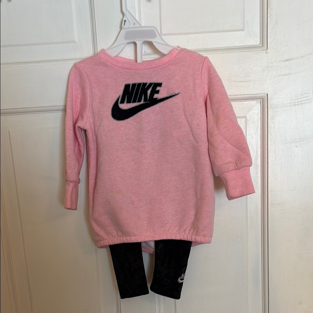 Nike Pink Toddler Sweatshirt and Black Leggings Set